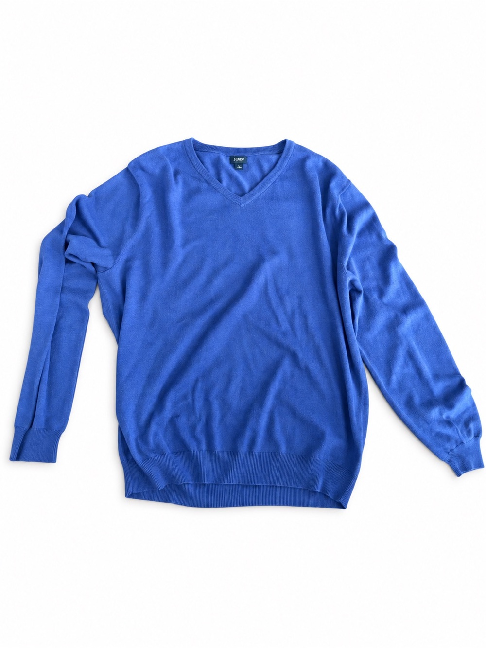 J. Crew Men's V-Neck Sweater in Bright Blue